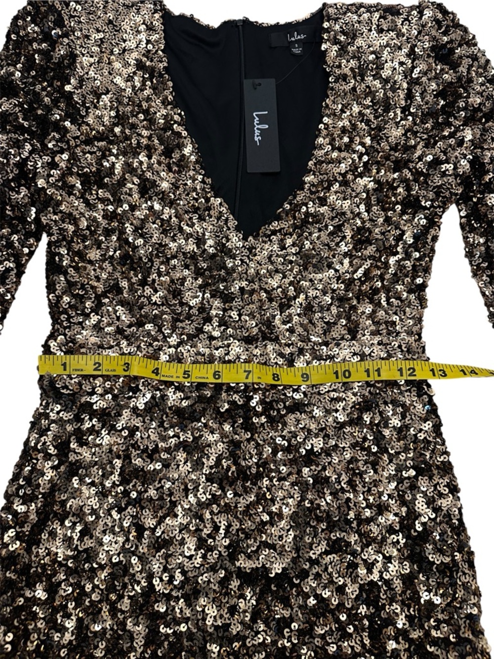 Lulus Brand New You Gold Sequin Glitter Bodycon Mini Dress NWT Womens Small 80s - Picture 9 of 12